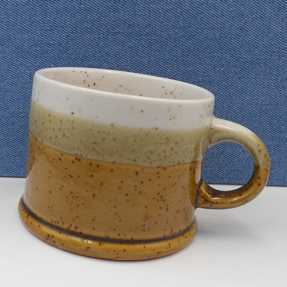 GLAZED SPECKLED THREE TONE CERAMIC MUG STUDIO POTTERY